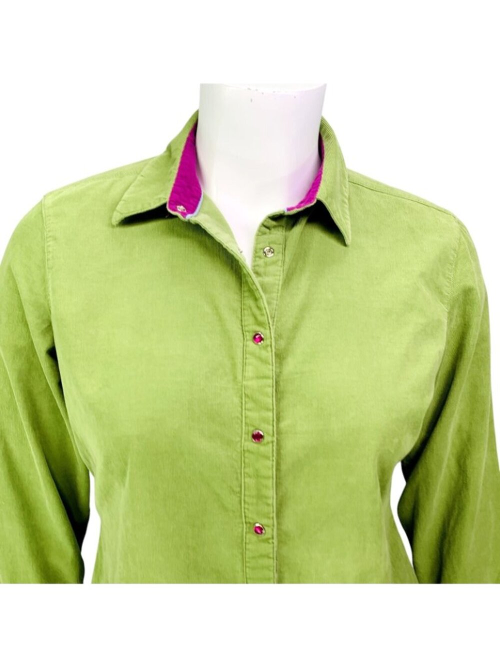 Wrangler Blues Womens Corduroy Pearl Snap Western Shirt Cotton Green Size L - Picture 4 of 14